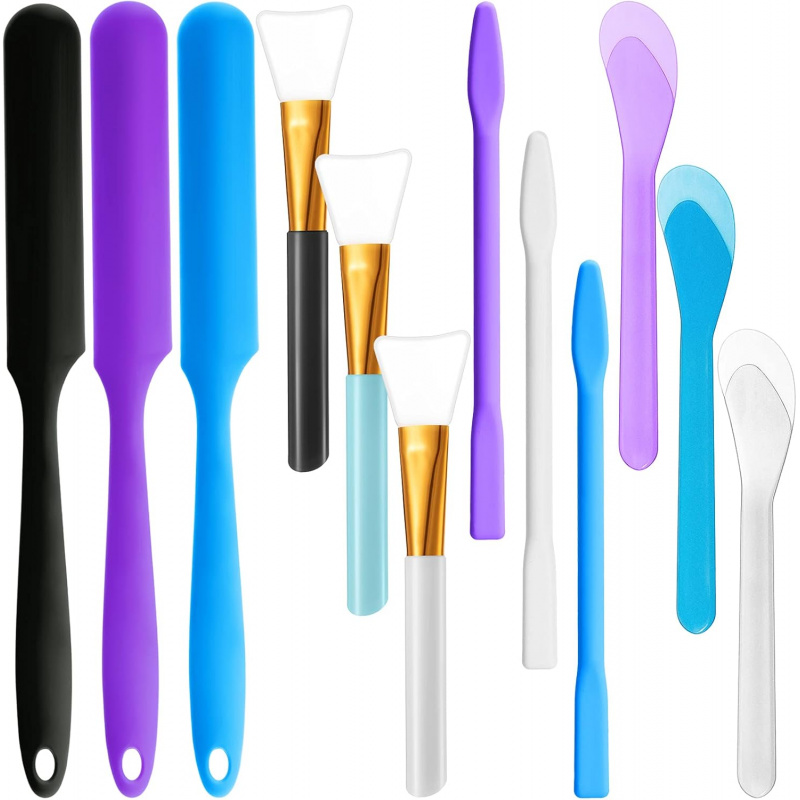 Resin Art Tool Kit - 12 siliconen roerstaafjeset, siliconen epoxyborstel, roergereedschapstok,
