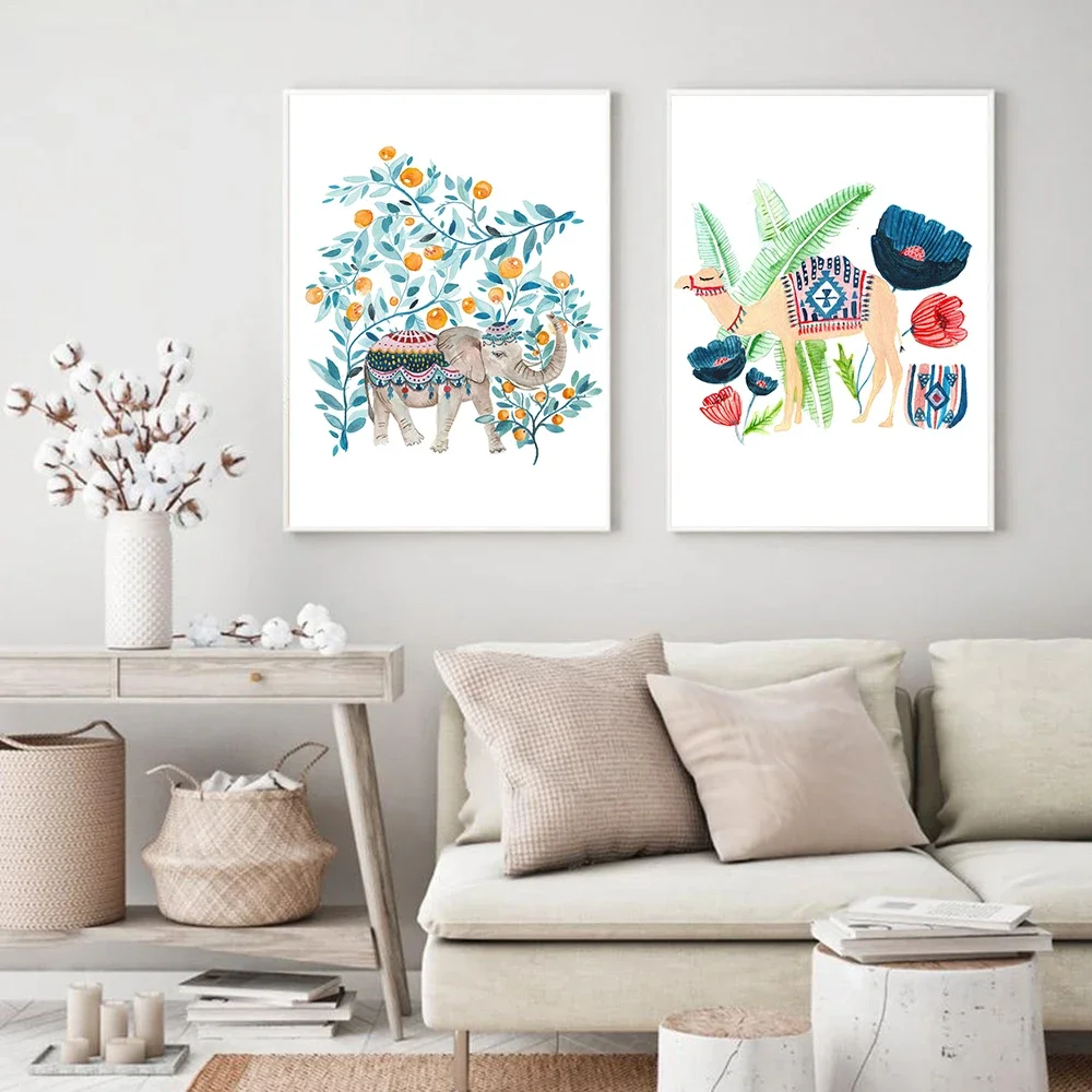 Resin Art On Wall - Plantenblad Kat Kameel Olifant Dieren Wandkunst