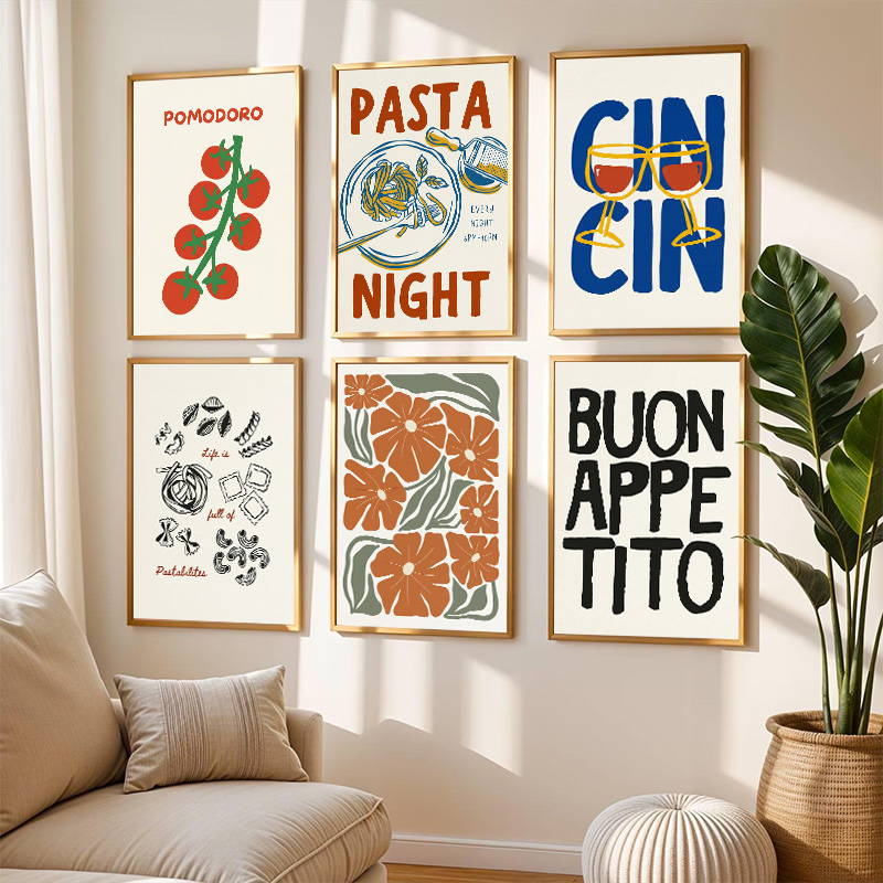 Resin Art Quotes - Retro Italiaanse Keuken Diamantposter Pasta Tomaten