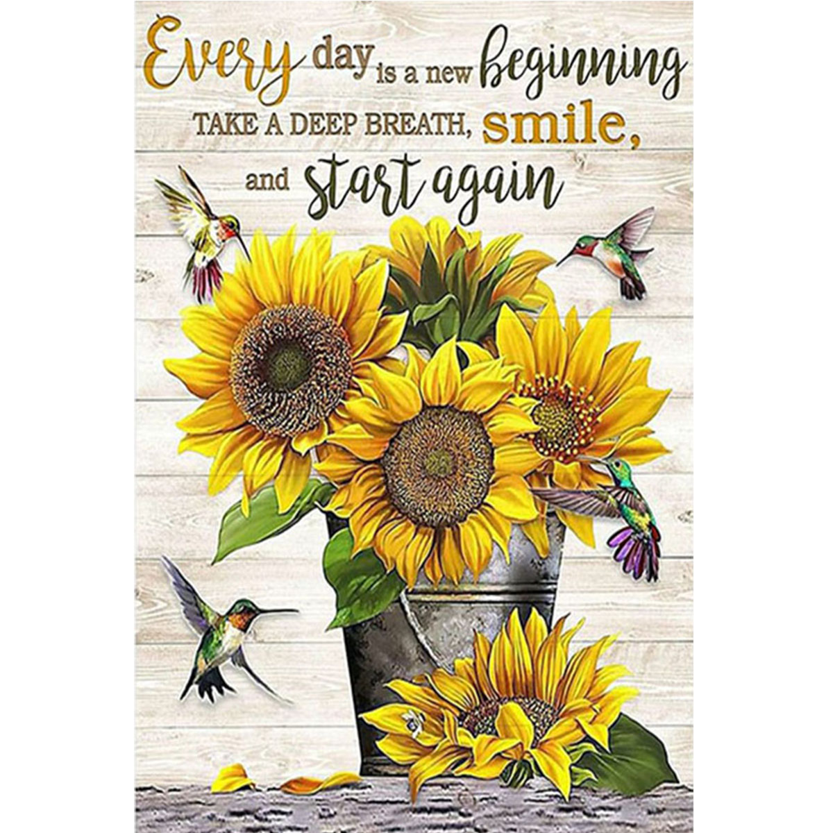Resin Art Quotes - Zonnebloemkolibrie met inspirerende quote, doe-het-zelf diamant