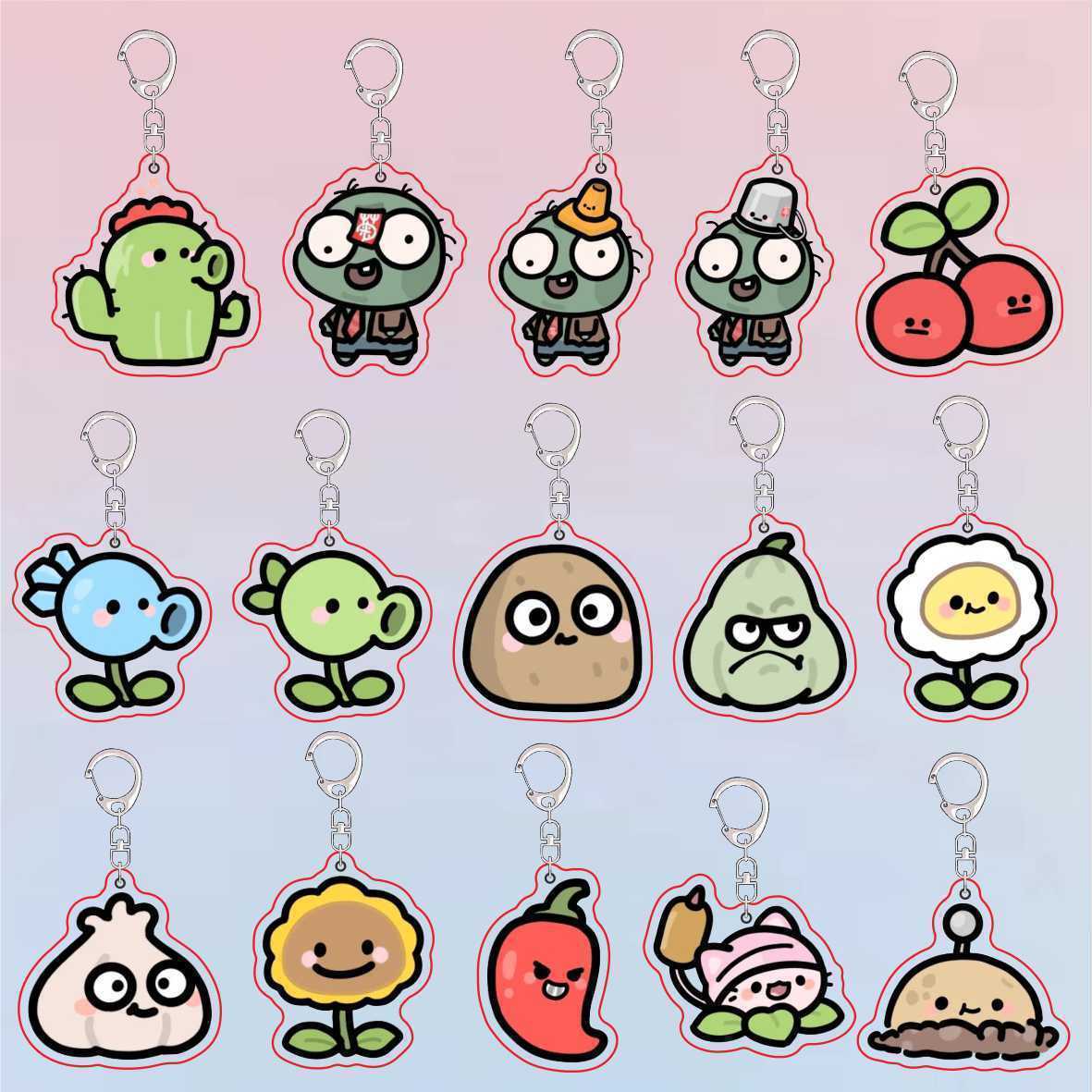 Resin Art Hanging - Plants Vs Zombies Acryl Leuke sleutelhanger