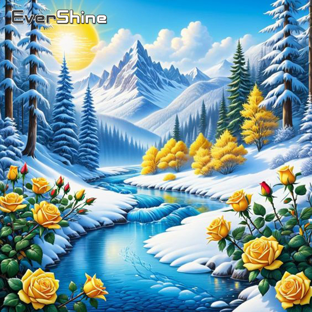 Resin Art On Wall - Evershine rivier diamant schilderij landschap nieuwe