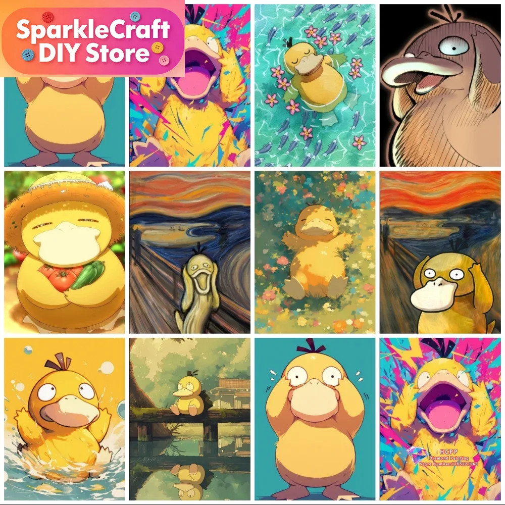 Resin Art On Wall - 1pc frameloze Psyduck Cartoon 5D Diamant