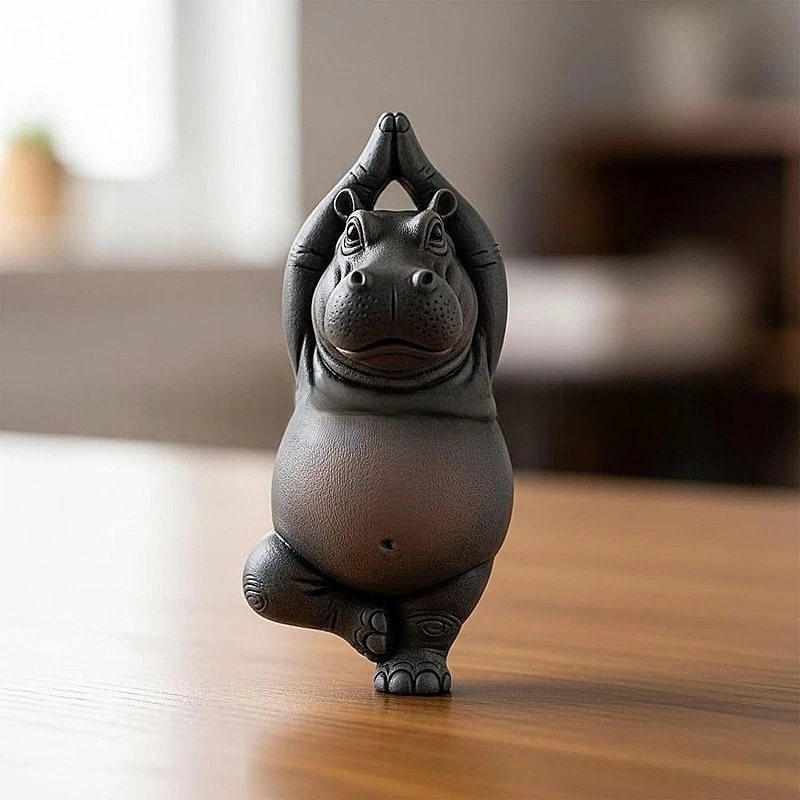 Resin Art Decoration Items - Cartoon Abstract Nijlpaard Hars Ornament Yoga