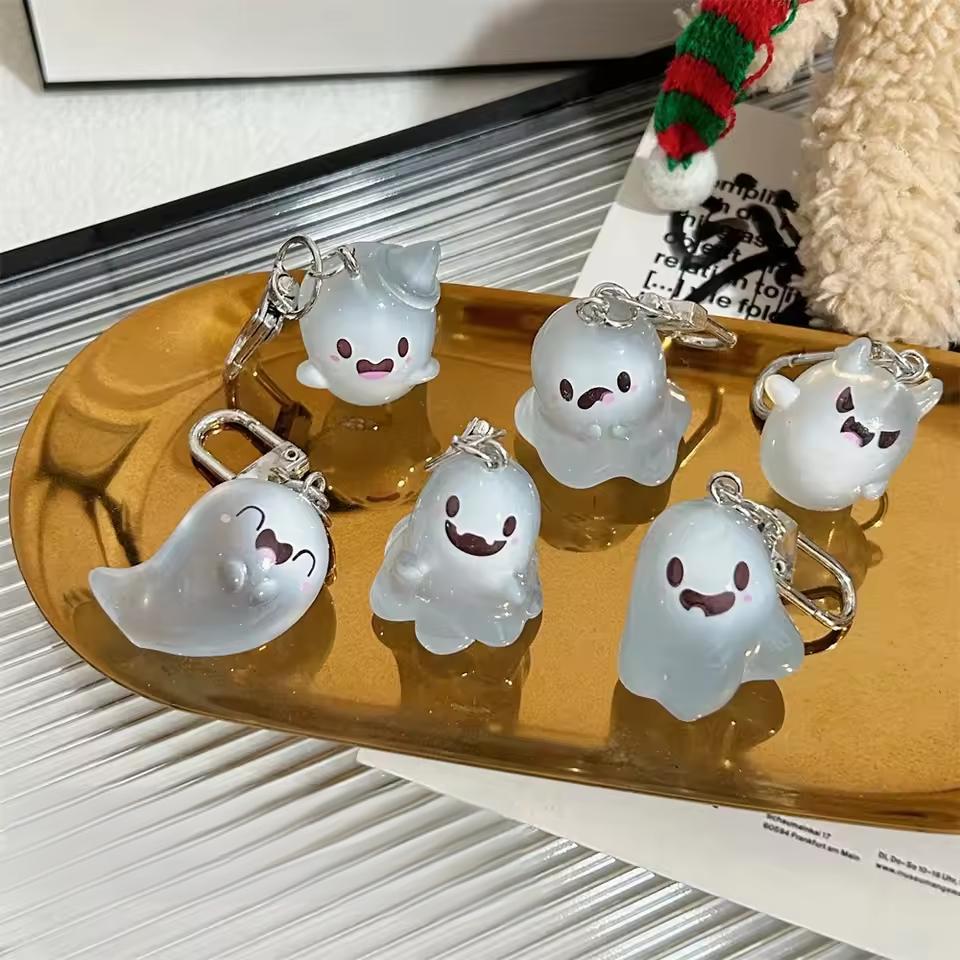 Resin Art Hanging - Halloween Jelly Ghost sleutelhanger, driedimensionale cartoon
