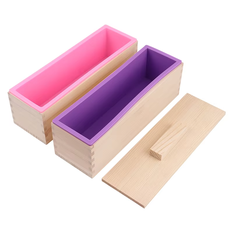 Tray Mold Rectangle - 1200ml Rechthoekige Siliconen Zeepvorm Houten Doos