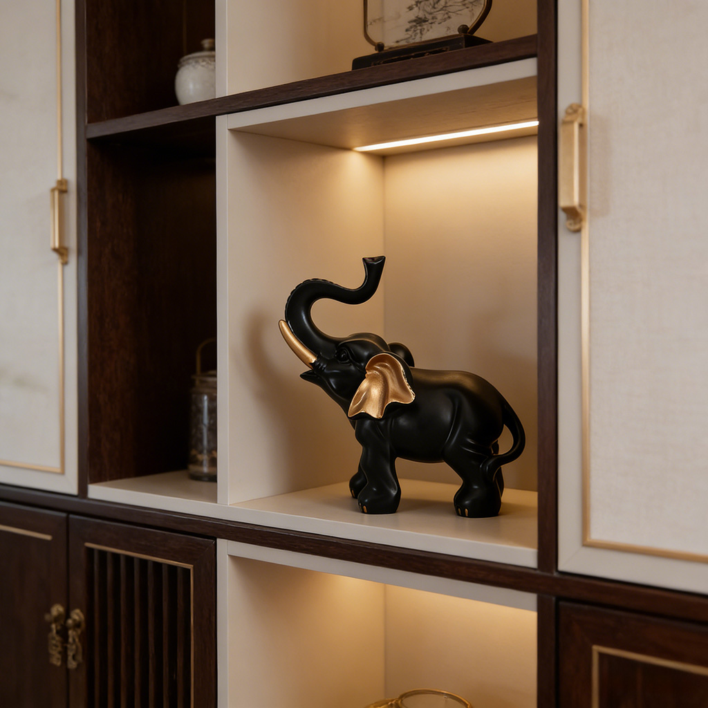 1 stuk zwart-gouden olifantenb - Resin Art Decoration Items recensie en prijs