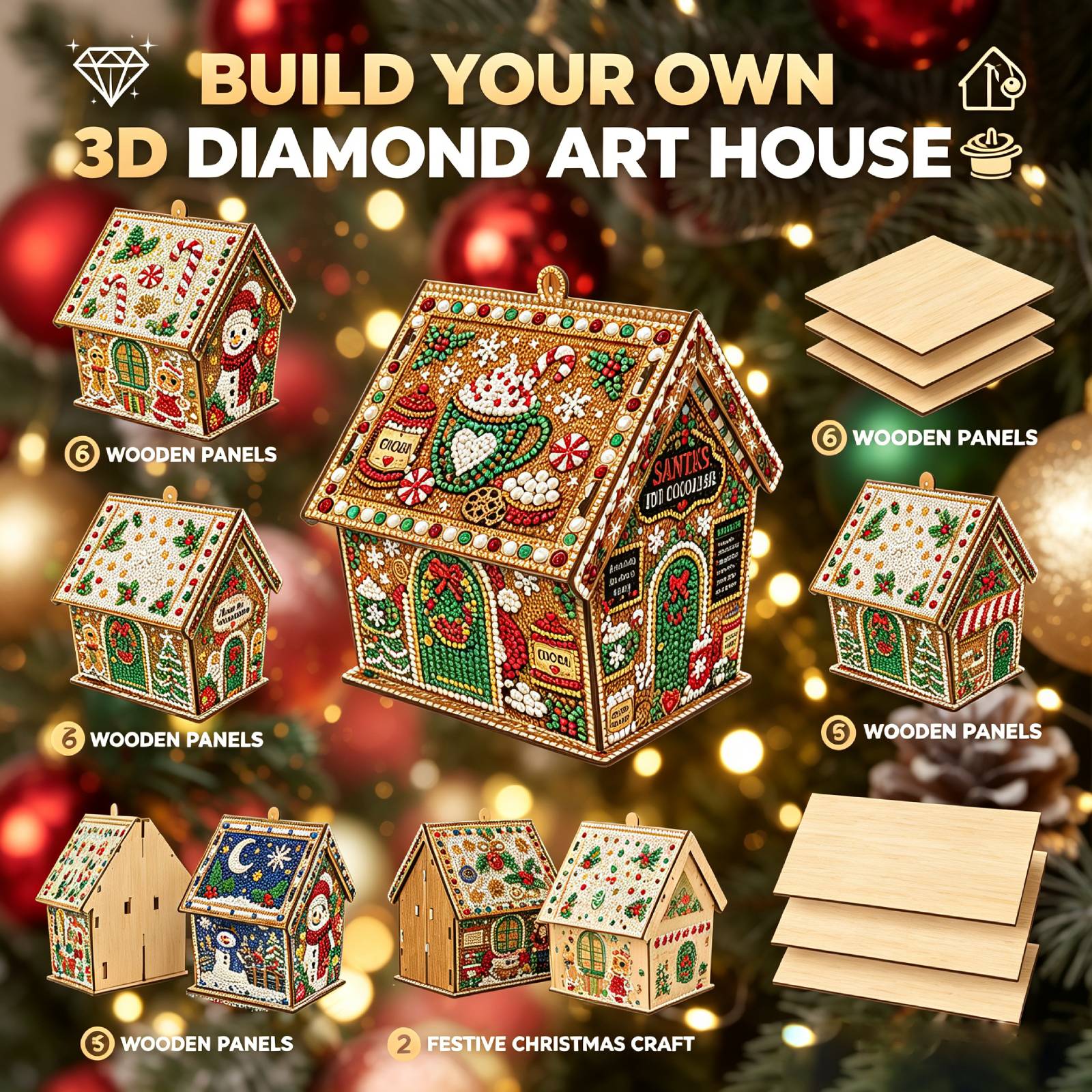 DIY houten kersthuis diamant s - Xmas Resin Art recensie en prijs